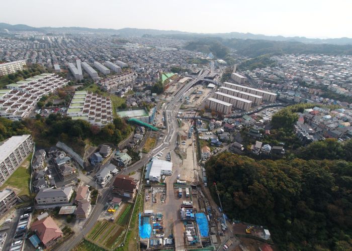 野口工務店が手掛けた横浜環状南線公田インターチェンジ工事写真